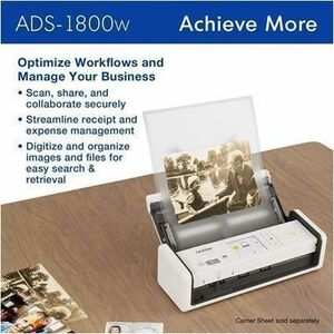 Brother ADS-1800W Sheetfed Scanner - 600 dpi Optical - 48-bit Color - 8-bit Grayscale - 30 ppm (Mono) - 30 ppm (Color) - C