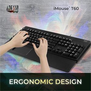 Adesso iMouse T60 TouchPad - Optical - Wireless - 32.81 ft - Radio Frequency - 2.40 GHz - USB - 1600 dpi - Symmetrical - A