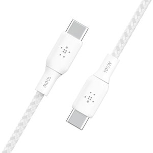 100w USB-C to USB-C Braided Cable 2M White