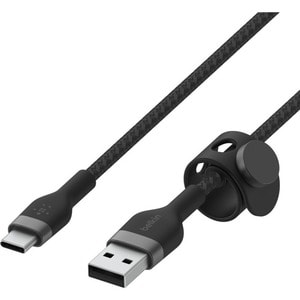 Belkin BOOSTCHARGE Pro Flex Double-Braided Silicone USB-A to C Cable 60W with Metal Clip Cable Management 1 Meter - Black