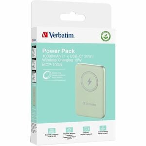 Verbatim Charge 'n' Go Stromspeicher - Grün - für Smartphone, Mobilgerät - 1 x Typ-C 20 W - Lithium-Polymer (Li-Polymer) -