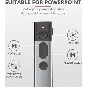Trust Kazun Presentation Pointer - Radio Frequency - USB 2.0 - 4 Button(s) - Wireless - 2.40 GHz - Symmetrical