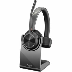 Poly Voyager 4300 UC 4310 Kabel/Kabellos Kopfbügel, Auf den Ohren Mono Headset - Schwarz - Siri, Google Assistant - Monaur