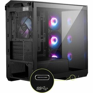 MSI MAG PANO M100R PZ Gaming Computer Case - Mid-tower - Black - Tempered Glass - Micro ATX, ITX, Mini ITX Motherboard Sup