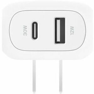 Belkin BoostCharge Dual Wall Charger 42W - 42 W - 3 ft (0.91 m) Cable - 120 V AC, 230 V AC Input - 5 V DC, 9 V DC, 15 V DC