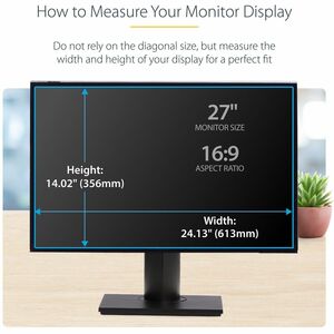 StarTech.com Acrylic Privacy Screen Filter - Black - 1 - For 68.6 cm (27") Widescreen LCD Monitor - 16:9 - Blue Light Redu