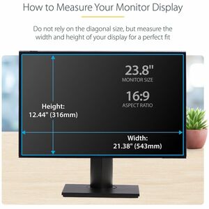 StarTech.com Acrylic Privacy Screen Filter - Black - 1 - For 61 cm (24") Widescreen LCD Monitor - 16:9 - Blue Light Reduct