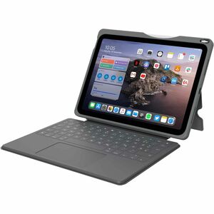 DEQSTER Robust Tastatur/Cover für 27,7 cm (10,9 Zoll) Apple, Logitech iPad (10. Generation), iPad (2022) Tablet - Grau - S