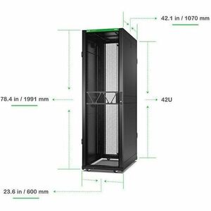 APC NetShelter SX 42U Gabinete fechado Gabinete de rack para Servidor, Rede, Equipamentos de informática - 482,60 mm Largu