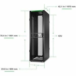 APC NetShelter SX 42U Enclosed Cabinet Rack Cabinet for Server, Networking, IT Equipment - 482.60 mm Rack Width - Black - 
