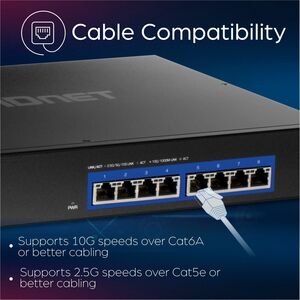 TRENDnet TEG-S708 8 Ports Ethernet Switch - 10 Gigabit Ethernet, 5 Gigabit Ethernet, 2.5 Gigabit Ethernet - 10GBase-T, 5GB