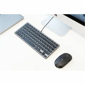 Macally Compact Wired Keyboard with USB hub ports & Dual USB C / A - Cable Connectivity - Compact - USB Type C, USB Type A