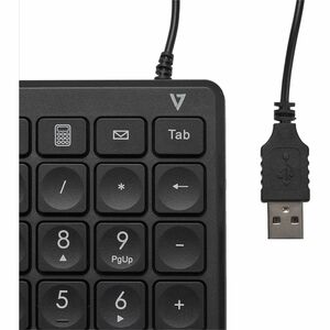 Pavé numérique V7 KP350 - Câble Connectivité - USB Type A Interface - Noir - Calculatrice, Email Raccourci-clavier(s) - Ch