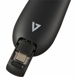 Pointeur de Présentation Laser V7 WP500C - Fréquence radio - USB Type C, USB Type A - 5 Bouton(s) - Noir - Sans fil - 50 m