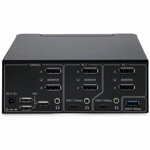 StarTech.com 2-Port Dual-Monitor DisplayPort 1.4 KVM Switch, 8K 60Hz / 4K 144Hz, 2x USB 10Gbps Ports, Hotkey Switching, TA