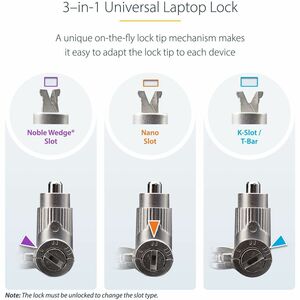 StarTech.com Paquete de 25 Candados Universales Nano Wedge®/Noble/K-Slot para Laptop - Cable de Seguridad de 2m - Llave Id