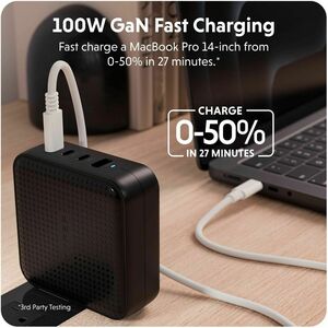 Adaptateur secteur Hyper HyperJuice - 100 W - 1 USB - 3 USB Type-C - Pour Ordinateur Portable, Smartphone, Tablette PC, Ca