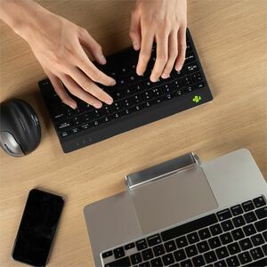 R-Go Compact Break Keyboard - Wireless Connectivity - USB Type C Interface - Belgian - AZERTY Layout - Black - Scissors Ke