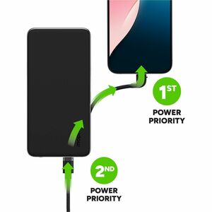 mophie Powerstation Plus Power Bank - Black - For iPhone - 10000 mAh - 30 W - USB Type-C Connector - LED Indicator - Black