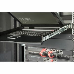 Digitus LCD Rack Console KVM Switch - Jet Black - 48.3 cm (19") LCD - HD - 1920 x 1080 - 1 x USB - 8 x VGA - Keyboard - To