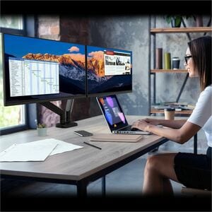 j5create JTSA102 Mounting Arm for Monitor - Black - Landscape/Portrait - Height Adjustable - 2 Display(s) Supported - 43.2