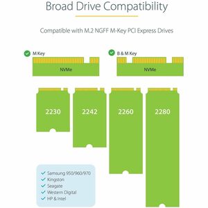 StarTech.com Drive Enclosure M.2, PCI Express NVMe - USB 3.2 (Gen 2) Type C Host Interface - UASP Support External - Black