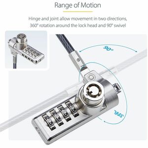 StarTech.com Cable Lock For Notebook, Monitor, Printer - 1.98 m Cable - Resettable - 4-digit - Combination Lock/Keyed Lock