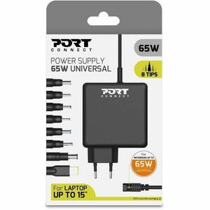 Adaptateur secteur Port Connect - 65 W - 1 Pack - Adaptateur universel - Pour Ordinateur Portable, Accessoire Téléphone Po