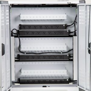 Rocstor Volt C42 Pre-Wired Charging Cart with Intelligent Power Charging 90W - 3 Shelf - 3 Drawer - Push Handle Handle - 4