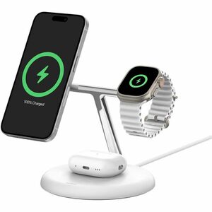 Belkin BoostCharge Pro Induction Charger - White - For Qi2-enabled Device, iPhone - Input connectors: USB - Magnetic, Fast