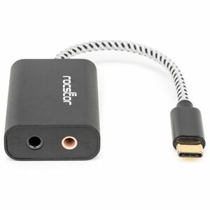 Rocstor Premium USB-C to 3.5mm Stereo Speaker / Headphone and Microphone Audio Adapter - 1 x USB Type C - Male - 1 x Mini-