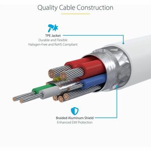 StarTech.com 2m White USB-C Charging Cable, USB-IF Certified USB C Cable, 240W PD EPR, USB 2.0 Type-C Laptop Charger Cord,