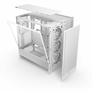 NZXT H5 Flow CC-H52FW-R1 Computer Case - ATX Motherboard Supported - Mid-tower - Mesh, Tempered Glass, Galvanized Cold Rol