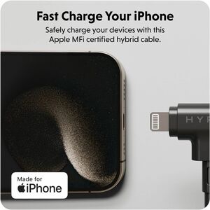 Hyper HyperJuice HJ4010BKGL 1.52 m Lightning/USB-C Data Transfer Cable - Cable for Notebook, Tablet, Phone, MacBook Air, H