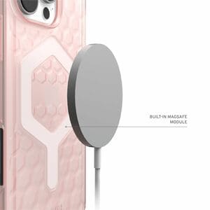 Urban Armor Gear Essential Armor Case for Apple iPhone 16 Pro Smartphone - Hexagonal Pattern - Rose - Shock Absorbing, Dro