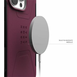 Urban Armor Gear Civilian Carrying Case Apple iPhone 16 Pro Smartphone - Bordeaux - Shock Absorbing, Impact Resistant, Ant