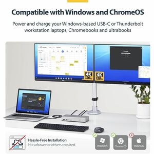 StarTech.com USB4 Docking Station for Tablet, Monitor, Smartphone, Notebook - Charging Capability - 165 W - Space Gray - D