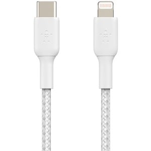 Belkin MFi Certified Braided Lightning to USB-C Charge and Sync Cable, 3.3 Feet / 1 Meters, White