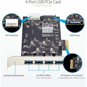 StarTech.com 4-Port USB PCIe Card, USB 3.2 5Gbps, PCI Express Expansion Card with 4x Independent USB Controllers, 4x USB-A