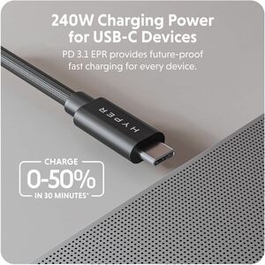 Hyper HyperDrive HD6500BKGL 1.20 m USB4 Data Transfer Cable - Cable for Audio/Video Device, USB Device, MacBook, MacBook P