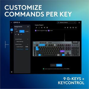 Logitech G915 X Low-Profile Wired Mechanical Gaming Keyboard, Double-Shot PBT Keycaps, Fully Programmable Keys, RGB Lighti