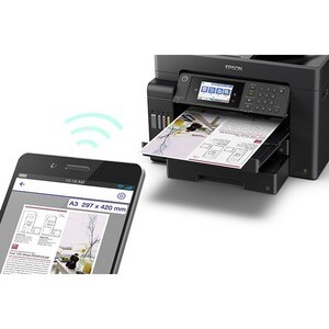Impresora de inyección de tinta multifunción Epson L15150 Inalámbrico EcoTank - Color - Negro - Copiadora/Fax/Impresora/Es