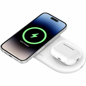 Belkin BoostCharge Pro 2-in-1 Magnetic Wireless Charging Pad with Qi2 15W- White