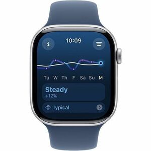 Apple Watch Series 10 Smartwatch - 42 mm Case Height - 36 mm Case Width - Silber Case Color - Denim Band Color - Aluminium