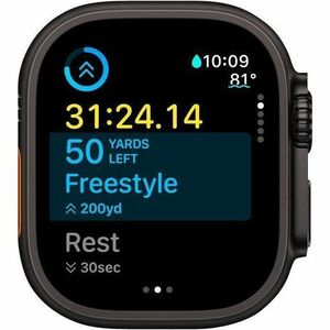 Apple Watch Ultra 2 GPS + Cellular 49mm Black Titanium Case with Dark Green Alpine Loop - Large. Display technology: OLED,