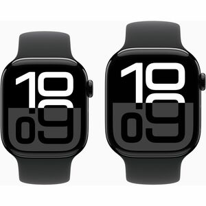 Apple Watch Series 10 Smart Watch - 42 mm Case Height - 36 mm Case Width - Jet Black Case Color - Black Band Color - Alumi