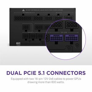 NZXT PA-5P1BB-AU ATX 3.1, ATX12V v3.1, EPS12V v2.92 Modular Power Supply - 1.50 kW - Matte Black - Compact - 120 V AC, 230