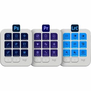 Logitech MX Creative Console Keypad & Dial - USB Type C Cable Keypad - Keyboard/Keypad Color: Pale Gray - Wireless Bluetoo