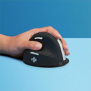 R-Go HE Vertical mouse Maus - USB Typ-A - Optisch - 5 Taste(n) - Schwarz - Kabellos - 10 m - 2,40 GHz - wiederaufladbar - 