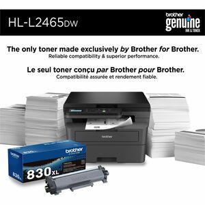 Brother HL-L2465DW Wired & Wireless Laser Multifunction Printer - Monochrome - Copier/Printer/Scanner - 30 ppm Mono Print 